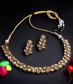 Women gold-plated stone-studded jewellery set