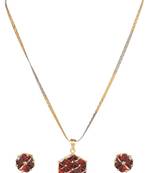 24ct women gold-plated antique pink jewellery set