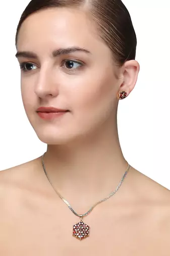 24ct women gold-plated antique pink jewellery set