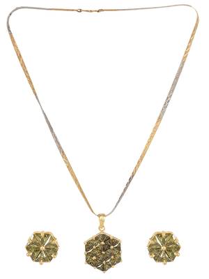 24ct women gold-plated antique  green jewellery set 1