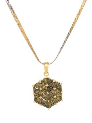 24ct women gold-plated antique  green jewellery set 2