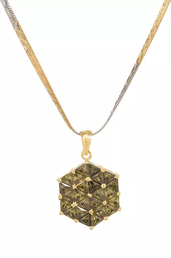 24ct women gold-plated antique  green jewellery set