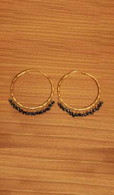 Black Crystal Gold Look Hoops 4