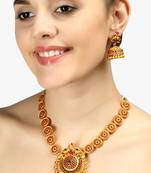 Women 24kt gold-plated  pink stone antique jewellery set