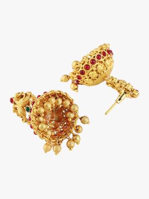 Women 24kt gold-plated  pink stone antique jewellery set 4
