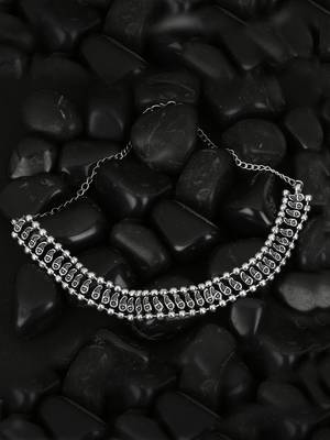 Silver-toned brass silver-plated oxidised necklace 1