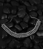 Silver-toned brass silver-plated oxidised necklace