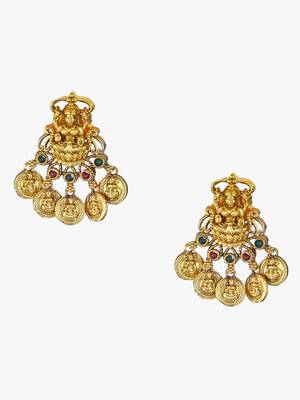 Gold-plated godess-temple pearl-beaded necklace and earrings set 4