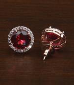 Rose Gold Plated Magenta Stone Embellished American Diamond Stud 216ED600