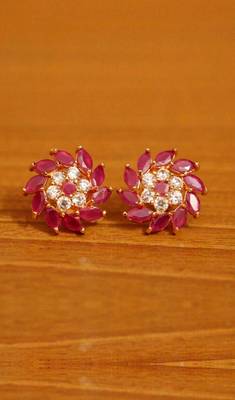Red ruby  studs 1