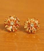 Champagne Colour Flower Pattern Gold Plated Earrings