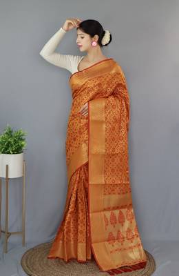 YELLOW TRENDY UNIQUE  PATOLA SAREE 1