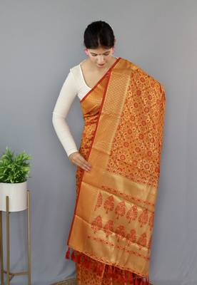 YELLOW TRENDY UNIQUE  PATOLA SAREE 2