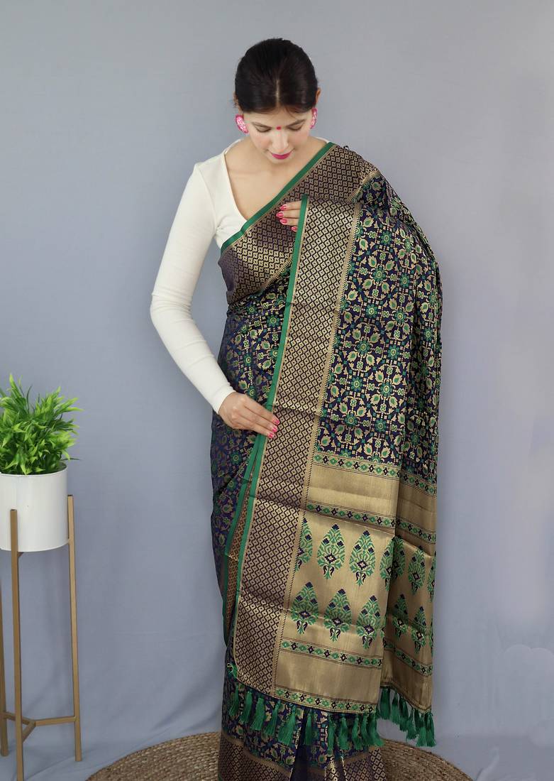 GREEN TRENDY UNIQUE  PATOLA SAREE