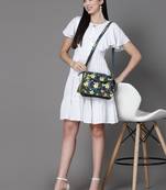 rangoli green & multi floral printed polycotton sling bag