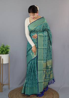 TEAL TRENDY UNIQUE  PATOLA SAREE 1