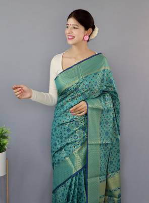 TEAL TRENDY UNIQUE  PATOLA SAREE 2