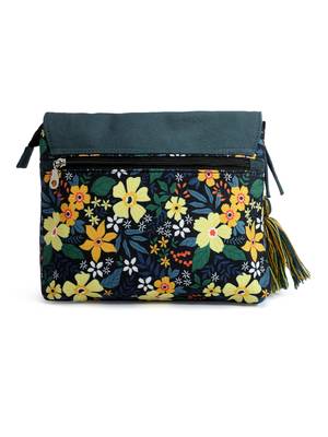 rangoli green & multi floral printed polycotton sling bag 5