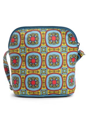 rangoli blue, yellow & multi graphic printed polycotton sling bag 5