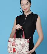 jungle off white & wine toile jacquard cotton handheld bag