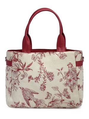 jungle off white & wine toile jacquard cotton handheld bag 5