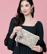 boho natural & pastel multi embellished handloom cotton sling bag