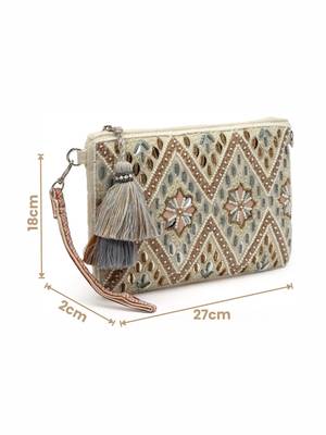 boho natural & pastel multi embellished handloom cotton sling bag 4