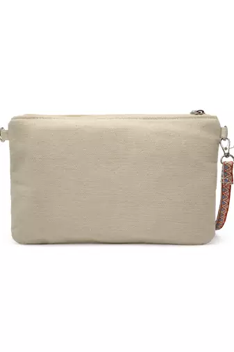 boho natural & pastel multi embellished handloom cotton sling bag
