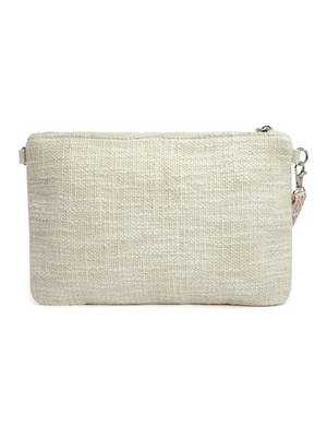 boho natural, pastel pink & multi floral bead work cotton sling bag 5