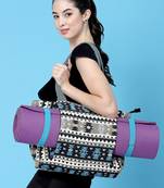 boho black & multi ethnic motifs jacquard cotton acrylic yoga tote bag