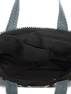 boho black & multi ethnic motifs jacquard cotton acrylic yoga tote bag 5