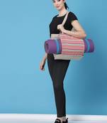 boho bubblegum pink & multi striped jacquard lurex cotton yoga tote bag