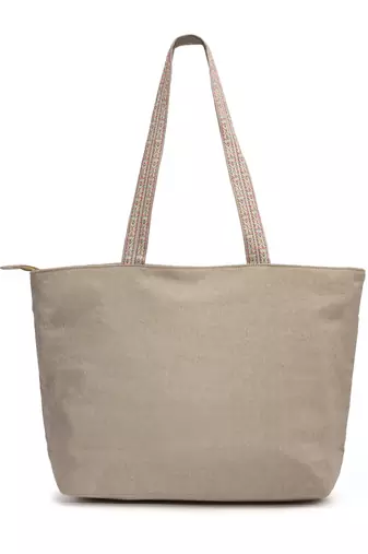 boho bubblegum pink & multi striped jacquard lurex cotton yoga tote bag