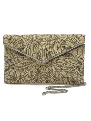 ghoomar beige & off white abstract embellished canvas sling bag 3