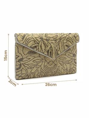 ghoomar beige & off white abstract embellished canvas sling bag 4