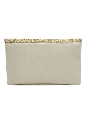ghoomar beige & off white abstract embellished canvas sling bag 5