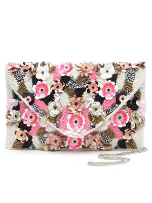 ghoomar white & pink floral embellished canvas sling bag 3