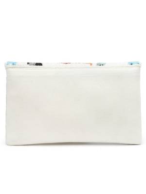boho white & multi quirky embellished canvas sling bag 5