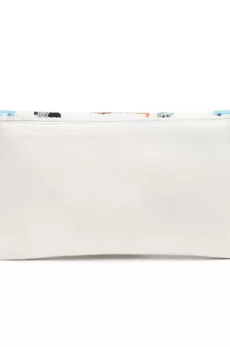 boho white & multi quirky embellished canvas sling bag