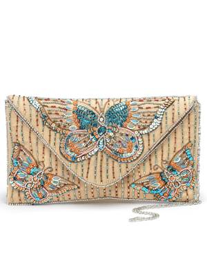 boho beige & multi quirky embellished canvas sling bag 3