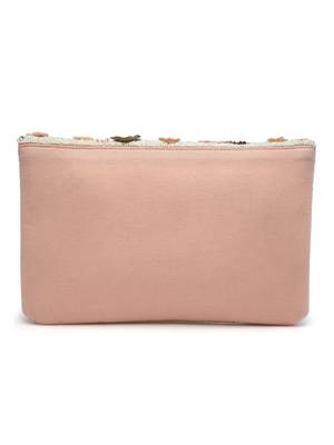 ghoomar pink & multi floral embellished canvas sling bag 5