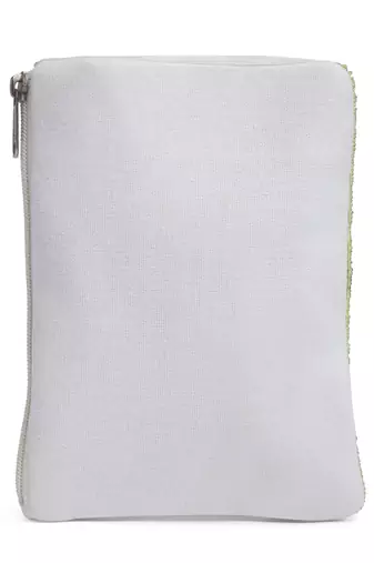 ghoomar white, green & multi floral embellished canvas sling bag