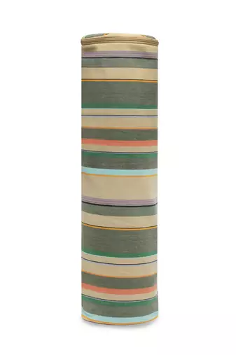 eco - friendly light khaki & multi cotton canvas striped yoga bag