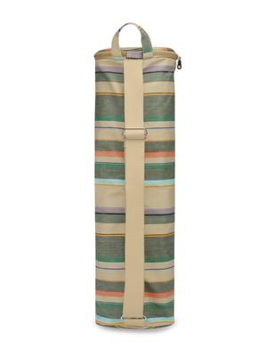 eco - friendly light khaki & multi cotton canvas striped yoga bag 5