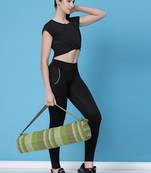 Anekaant eco - friendly crocodile green & multi cotton canvas striped yoga bag