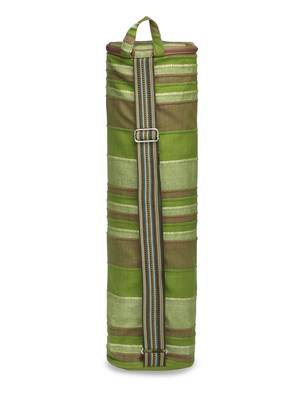 Anekaant eco - friendly crocodile green & multi cotton canvas striped yoga bag 4