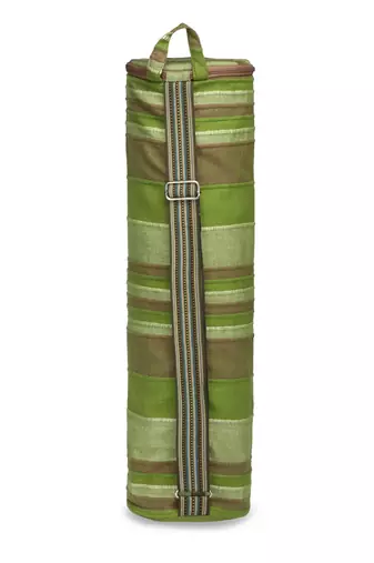 Anekaant eco - friendly crocodile green & multi cotton canvas striped yoga bag