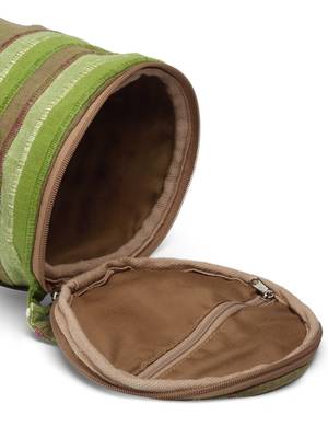 Anekaant eco - friendly crocodile green & multi cotton canvas striped yoga bag 5