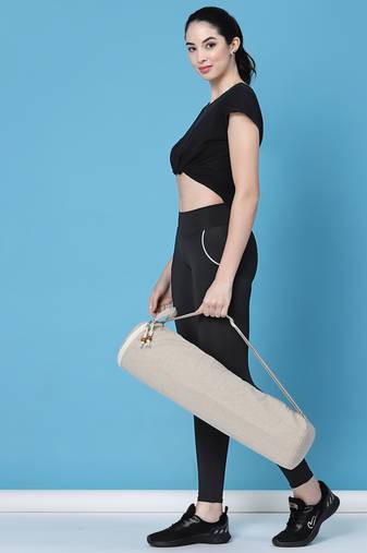 eco - friendly tan cotton canvas solid yoga bag