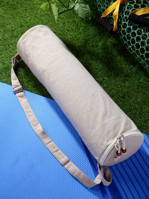 eco - friendly tan cotton canvas solid yoga bag 2